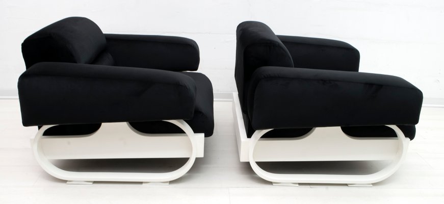 Mid-Century Italian Velvet Lounge Chairs, 1960s, Set of 2-FER-727404