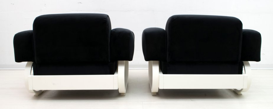 Mid-Century Italian Velvet Lounge Chairs, 1960s, Set of 2-FER-727404