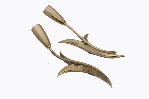 Mid-Century Italian Wall Lamps in Brass, Set of 2-ESB-1376920