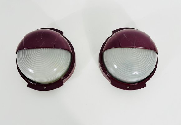 Mid-Century Italian Wall Lamps in Metal and Glass, 1960s, Set of 2-PUK-1385758