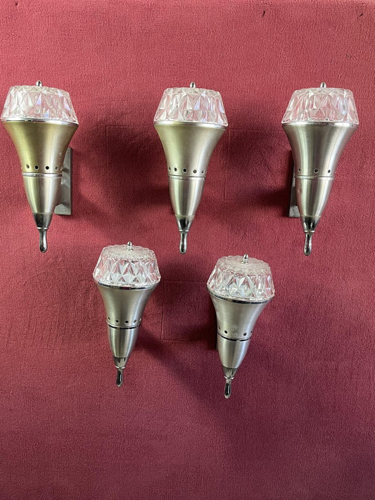 Mid-Century Italian Wall Lamps in the style of Ignazio Gardella for Azucena, 1960s, Set of 5