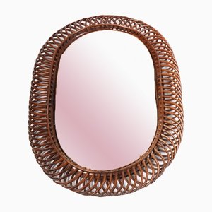 Mid-Century Italian Wall Mirror in Bamboo, 1950s-FK-1193572