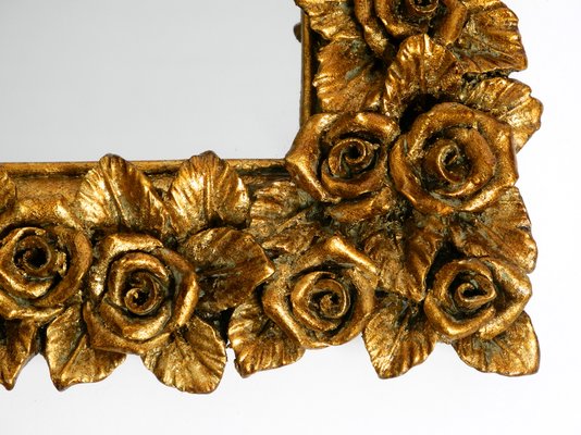 Mid-Century Italian Wall Mirrors with Gilded Frames Decorated with Roses, 1950s, Set of 3-RR-1440935