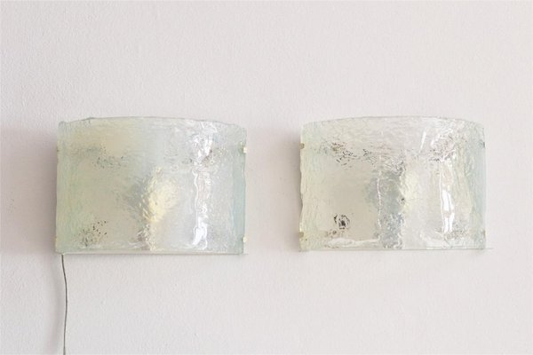 Mid-Century Italian Wall Sconces in Opalescent Murano Glass, 1970s, Set of 2-VNE-965946