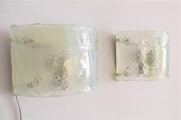 Mid-Century Italian Wall Sconces in Opalescent Murano Glass, 1970s, Set of 2-VNE-965946