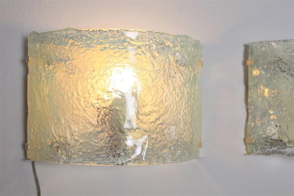 Mid-Century Italian Wall Sconces in Opalescent Murano Glass, 1970s, Set of 2-VNE-965946