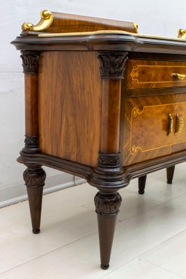 Mid-Century Italian Walnut and Marble Nightstands, 1940s, Set of 2-FER-709375