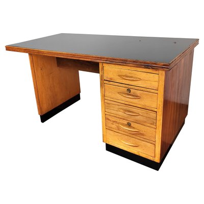 Mid-Century Italian Walnut & Brass Desk, 1960s-EUP-1349259