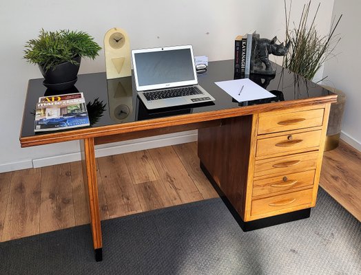 Mid-Century Italian Walnut & Brass Desk, 1960s-EUP-1349259