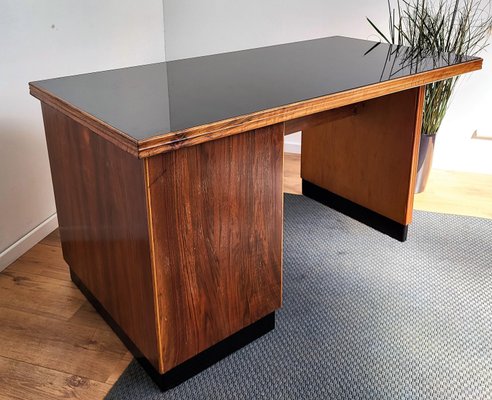 Mid-Century Italian Walnut & Brass Desk, 1960s-EUP-1349259