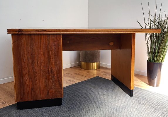 Mid-Century Italian Walnut & Brass Desk, 1960s-EUP-1349259