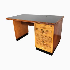 Mid-Century Italian Walnut & Brass Desk, 1960s-EUP-1349259