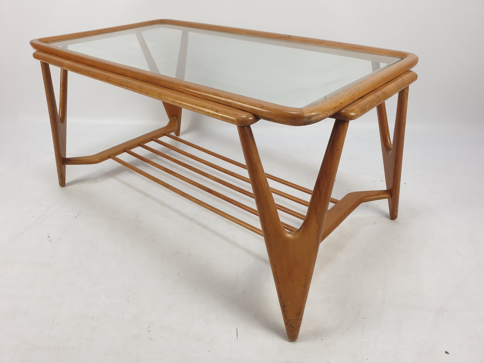 Mid-Century Italian Walnut Coffee Table in the Style of Cesare Lacca for Cassina, 1950s