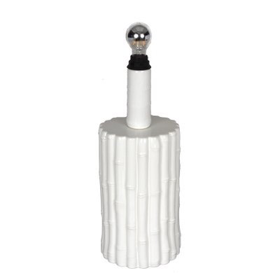 Mid-Century Italian White Ceramic and Faux Bamboo Table Lamp by Tommaso Barbi, 1970s-JDR-1125464