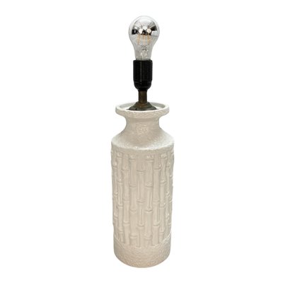 Mid-Century Italian White Ceramic & Faux Bamboo Table Lamp by Tommaso Barbi, 1970s-JDR-1125390