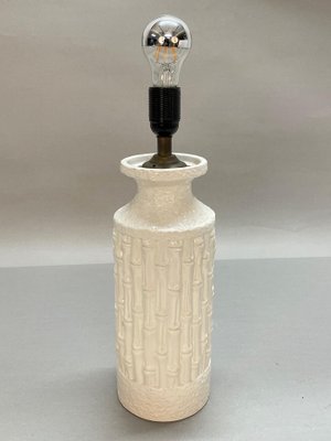 Mid-Century Italian White Ceramic & Faux Bamboo Table Lamp by Tommaso Barbi, 1970s-JDR-1125390