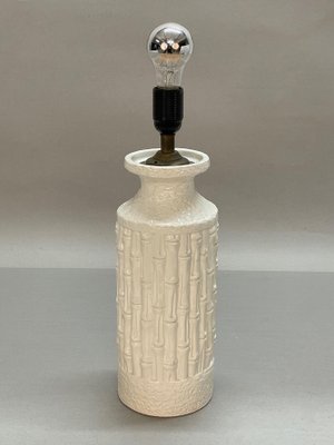 Mid-Century Italian White Ceramic & Faux Bamboo Table Lamp by Tommaso Barbi, 1970s-JDR-1125390