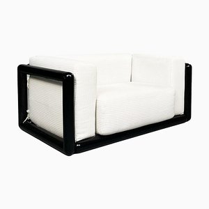 Mid-Century Italian White Fabric Wood Cornaro Lounge Chair by Scarpa Gavina, 1970s-GDD-1260492