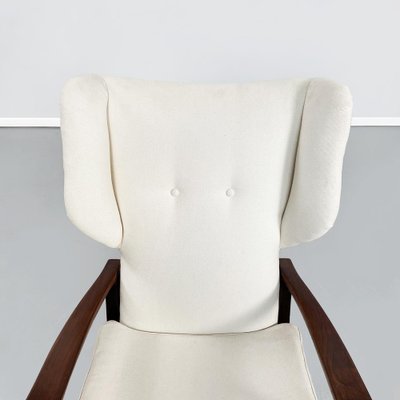 Mid-Century Italian White Fabric & Wooden Armchair by Paolo Buffa, 1950s-GDD-1195109