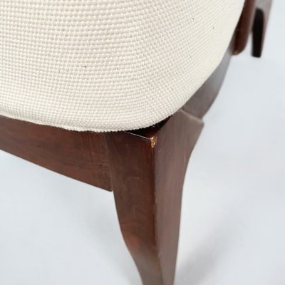 Mid-Century Italian White Fabric & Wooden Armchair by Paolo Buffa, 1950s-GDD-1195109