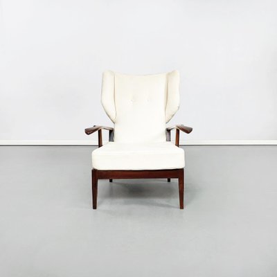 Mid-Century Italian White Fabric & Wooden Armchair by Paolo Buffa, 1950s-GDD-1195109