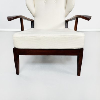 Mid-Century Italian White Fabric & Wooden Armchair by Paolo Buffa, 1950s-GDD-1195109