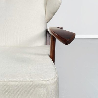 Mid-Century Italian White Fabric & Wooden Armchair by Paolo Buffa, 1950s-GDD-1195109