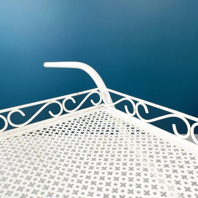 Mid-Century Italian White Iron Garden Cart With Openwork Curls, 1960s-GDD-1274854