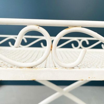 Mid-Century Italian White Iron Garden Cart With Openwork Curls, 1960s-GDD-1274854