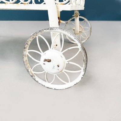 Mid-Century Italian White Iron Garden Cart With Openwork Curls, 1960s-GDD-1274854