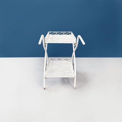 Mid-Century Italian White Iron Garden Cart With Openwork Curls, 1960s-GDD-1274854