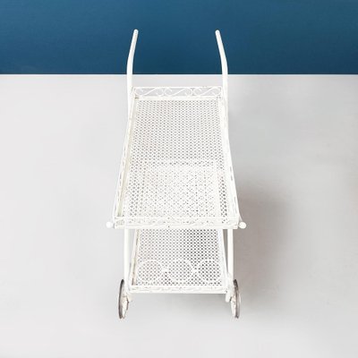 Mid-Century Italian White Iron Garden Cart With Openwork Curls, 1960s-GDD-1274854