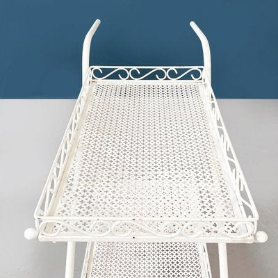 Mid-Century Italian White Iron Garden Cart With Openwork Curls, 1960s-GDD-1274854