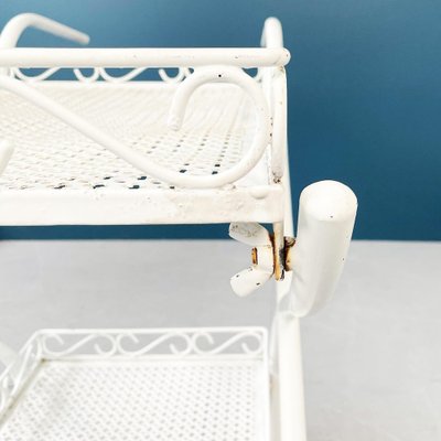 Mid-Century Italian White Iron Garden Cart With Openwork Curls, 1960s-GDD-1274854