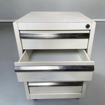 Mid-Century Italian White Metal & Steel Secretary Office Chest of Drawer, 1970s-GDD-1114702