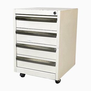 Mid-Century Italian White Metal & Steel Secretary Office Chest of Drawer, 1970s-GDD-1114702