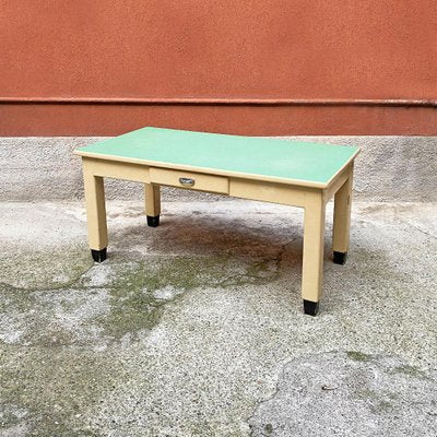 Mid-Century Italian White Wood & Aquamarine Formica Kitchen Table, 1940-GDD-1134826