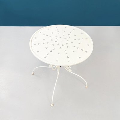 Mid-Century Italian White Wrought Garden Table, 1960s-GDD-1288488