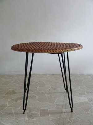 Mid-Century Italian Wicker Dining Table, 1950s-CC-737938