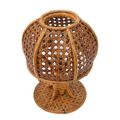 Mid-Century Italian Wicker & Rattan Table Lamp, 1960s-JDR-1125608