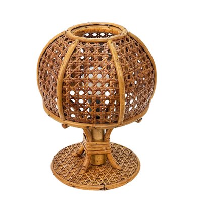 Mid-Century Italian Wicker & Rattan Table Lamp, 1960s-JDR-1125608