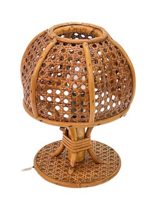 Mid-Century Italian Wicker & Rattan Table Lamp, 1960s-JDR-1125608