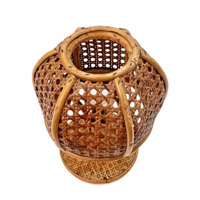 Mid-Century Italian Wicker & Rattan Table Lamp, 1960s-JDR-1125608