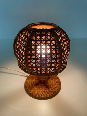 Mid-Century Italian Wicker & Rattan Table Lamp, 1960s-JDR-1125608