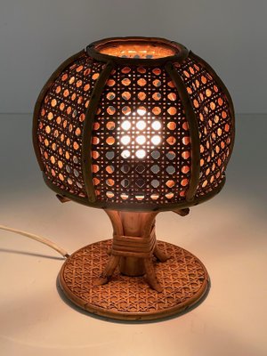 Mid-Century Italian Wicker & Rattan Table Lamp, 1960s-JDR-1125608