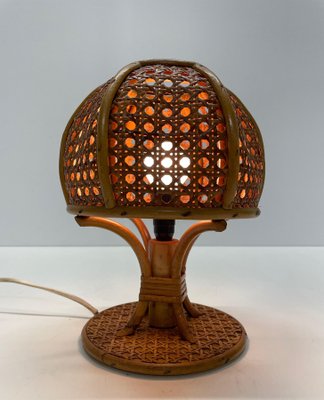 Mid-Century Italian Wicker & Rattan Table Lamp, 1960s-JDR-1125608