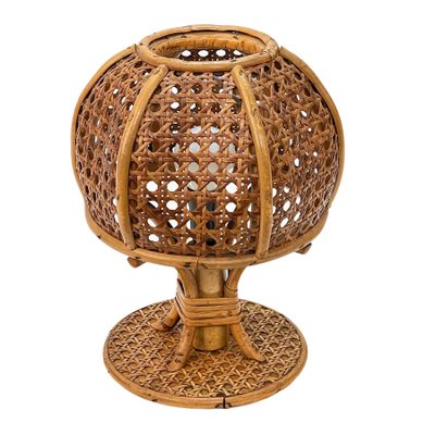 Mid-Century Italian Wicker & Rattan Table Lamp, 1960s-JDR-1125608