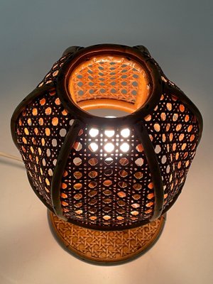 Mid-Century Italian Wicker & Rattan Table Lamp, 1960s-JDR-1125608