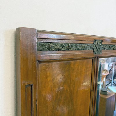 Mid-Century Italian Wood and Brass Details Dresser Mirror, 1950s-GDD-1096993