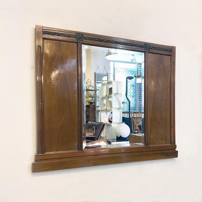 Mid-Century Italian Wood and Brass Details Dresser Mirror, 1950s-GDD-1096993